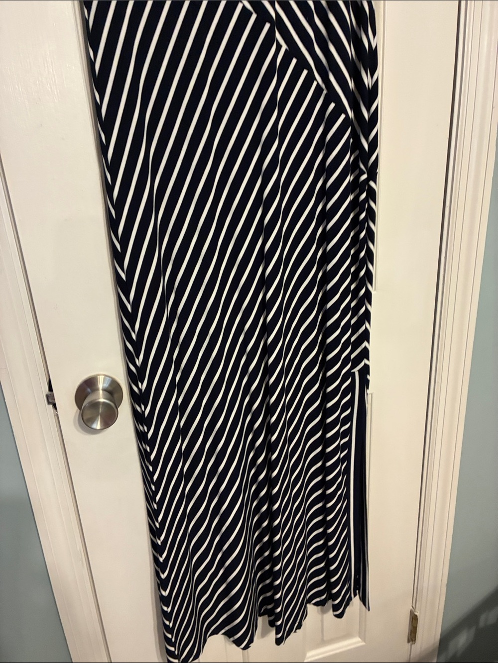 Nina Leonard Black and White Striped Sleeveless Maxi Dress - Picture 4 of 5